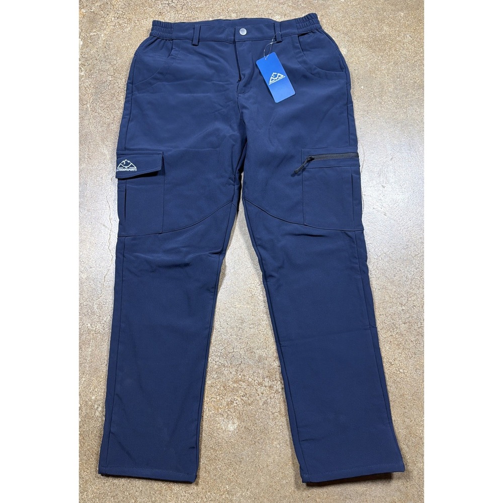 NWT Outdoor Sports Men's Fleece Lined Cargo Pants Navy Insulated Sz Large